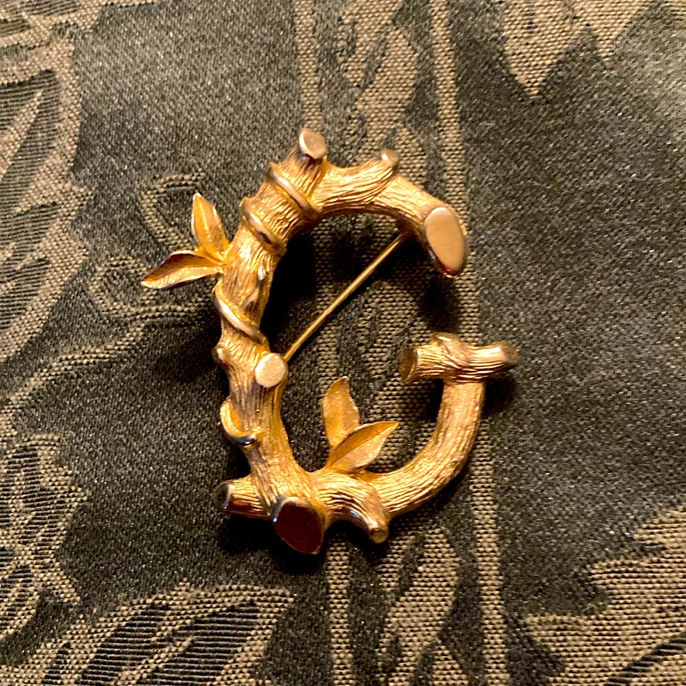 Sarah Coventry Letter G Goldtone pin.
